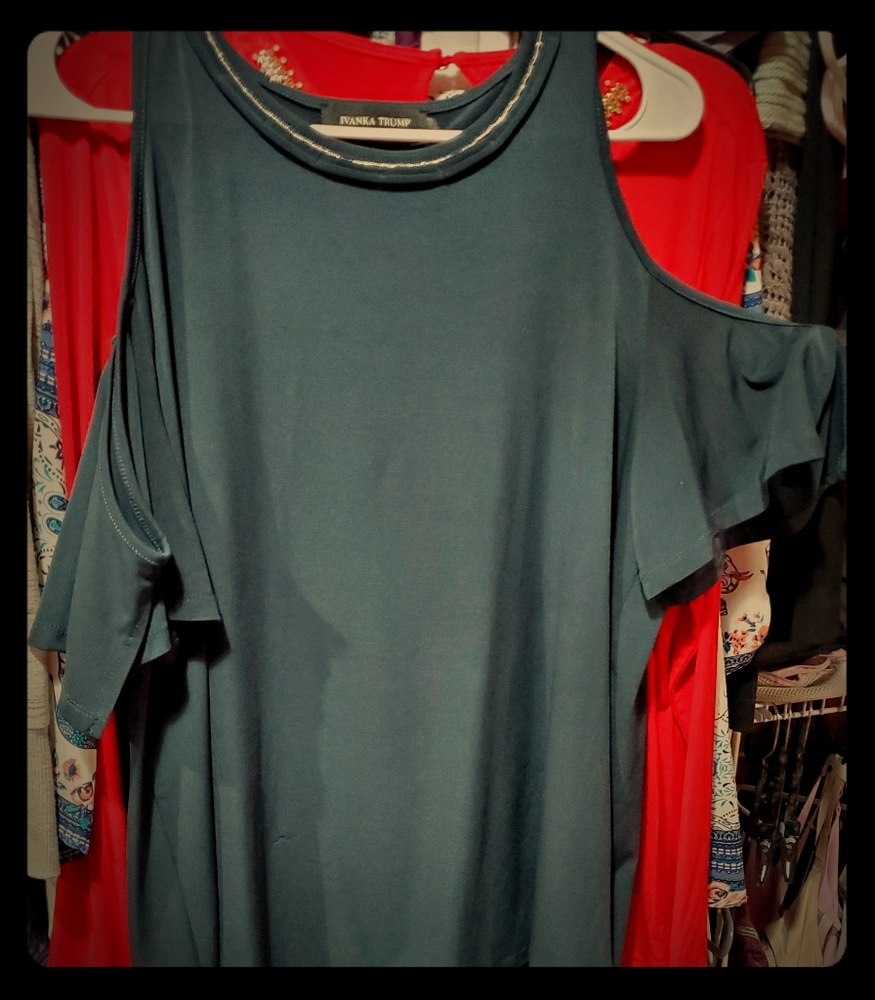 Dark teal off shoulder top